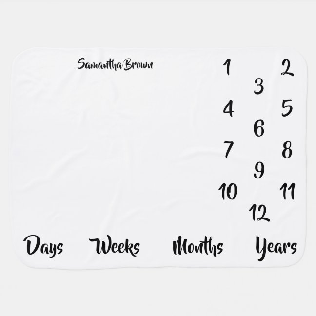 Milestone monthly Growth Days Weeks Age Nursery Baby Blanket