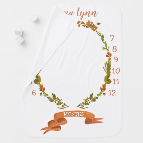 Milestone Newborn Monogram Fall Foliage Baby Blanket