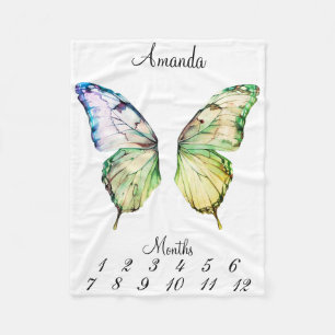 Milestone Pink Butterfly Wings Baby Keepsake Fleece Blanket