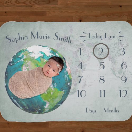 Milestone Watercolor World Baby Blanket