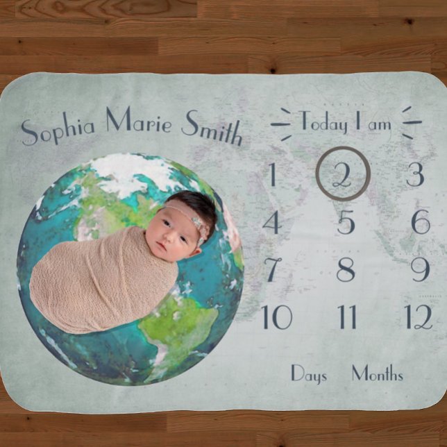 Milestone Watercolor World Baby Blanket (Creator Uploaded)