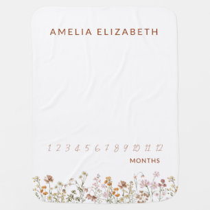 Milestone Wildflower Baby in Bloom Floral  Blanket