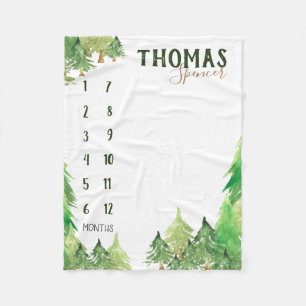 Milestone woodland baby growth tracker fleece blanket