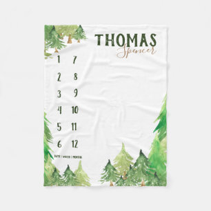 Milestone woodland baby growth tracker fleece blanket