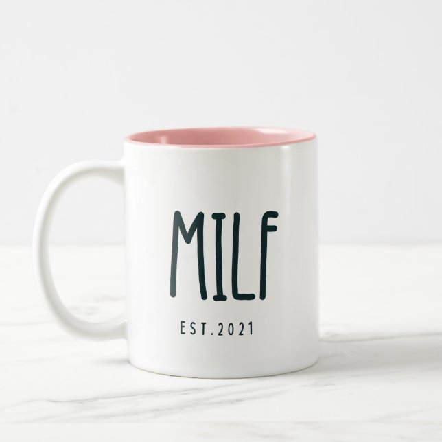 MILF Congratulations Coffee Mug, MILF Est 2021 Two-Tone Coffee Mug (Left)