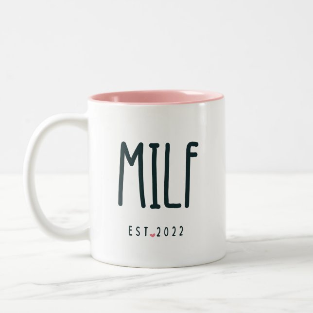 MILF Congratulations Coffee Mug, MILF Est 2022 Two-Tone Coffee Mug (Left)