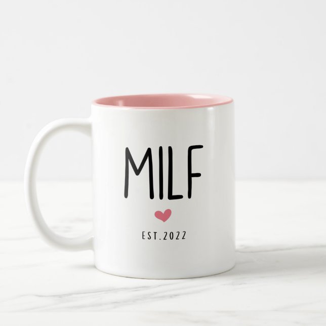 MILF Congratulations Coffee Mug, MILF Est 2022 Two Two-Tone Coffee Mug (Left)