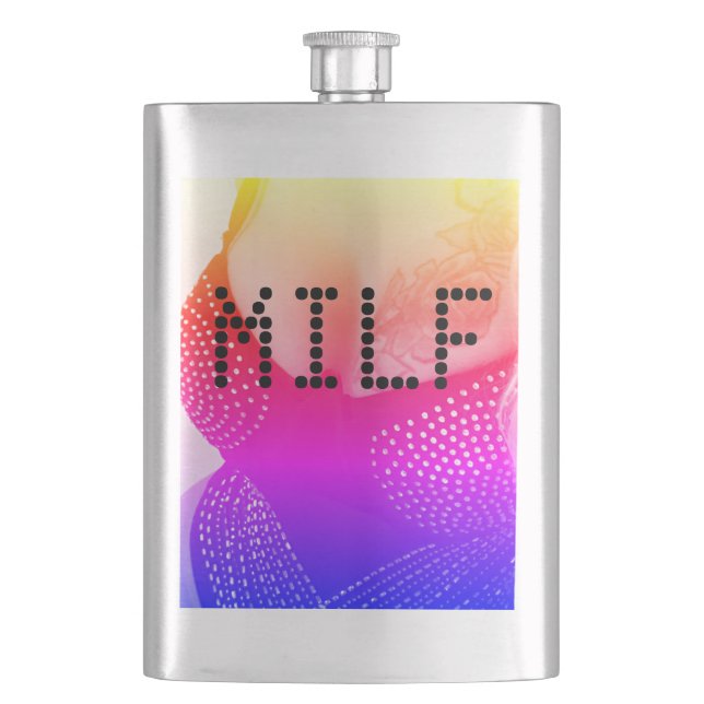 Milf Flask Hot Pink & Silver chest. (Front)