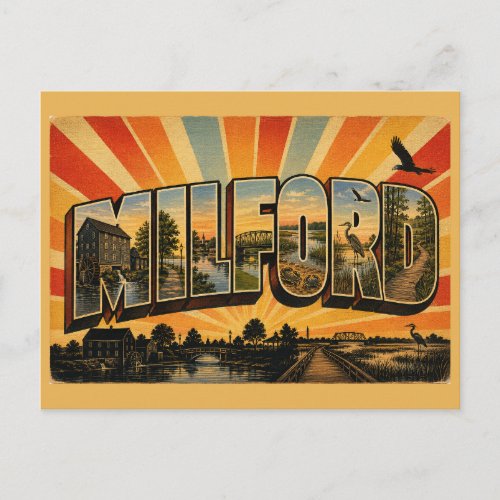 Milford Delaware Historic Mill Riverwalk Art Postcard