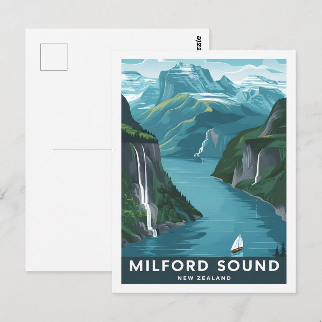 Milford Sound New Zealand Famous Travel Place Postcard (Front/Back)
