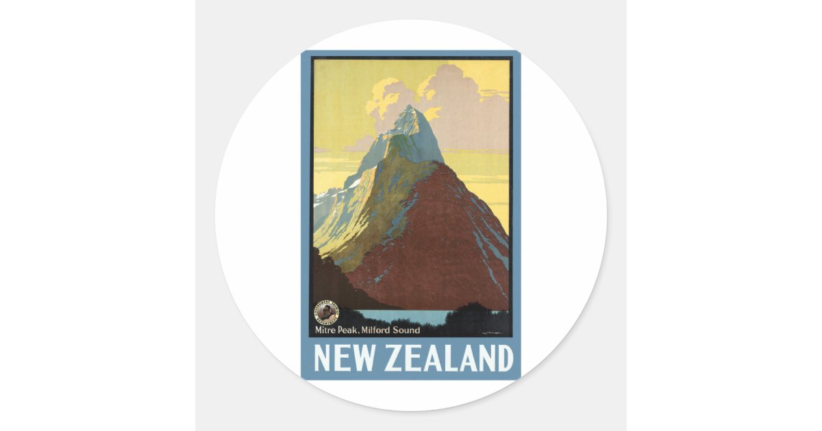 Milford Sound New Zealand Mountain Classic Round Sticker Zazzle
