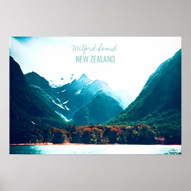 Milford Sound New Zealand travel Poster (Front)