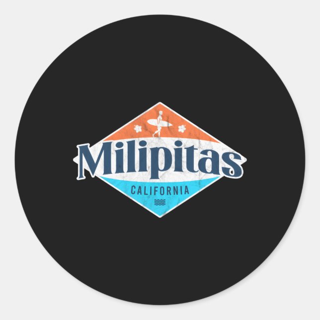 Milipitas California Beach Flag Surf Ca Classic Round Sticker (Front)
