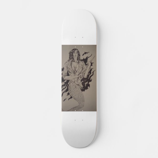 militairy mermaid skateboard deck (Front)