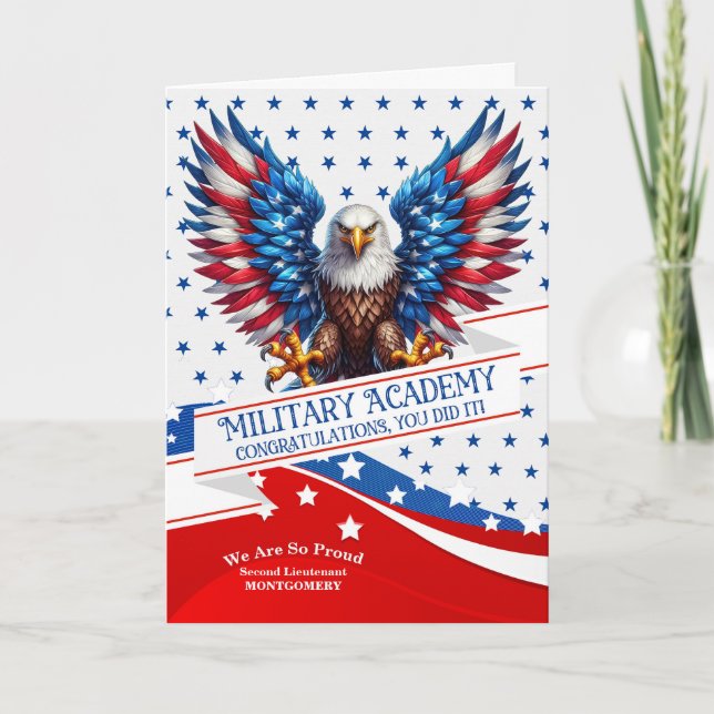 Military Academy Graduate American Eagle and Stars Card (Front)