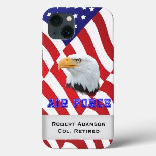 Military Air Force flag and eagle personalize iPhone 13 Case