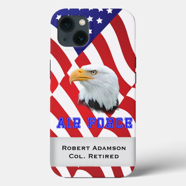 Military Air Force flag and eagle personalize Case-Mate iPhone Case (Back)