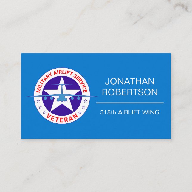 Military Airlift Service Veteran customizable Business Card (Front)