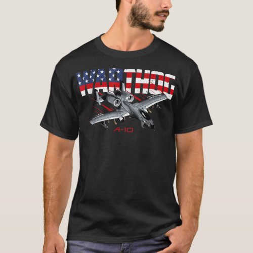Military Airplane A10 Warthog American Flag  T_Shirt