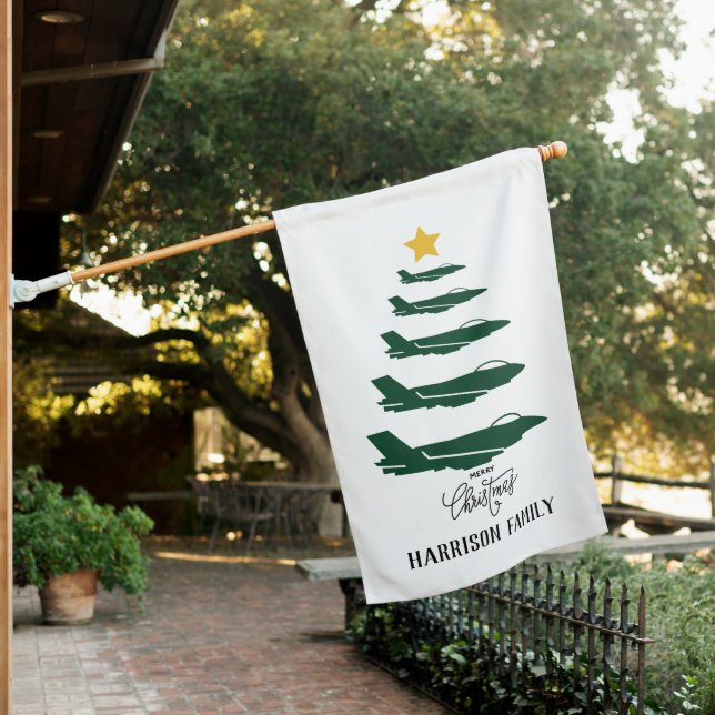 Military Airplane Christmas Tree, Minimalist,Cool House Flag (In SItu)