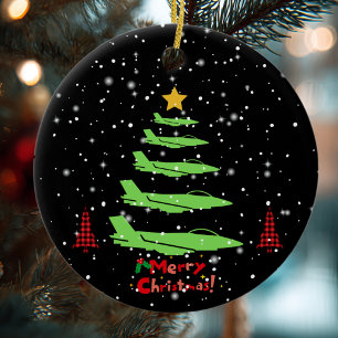 Military Airplane Christmas Tree WW2 Aviation Ceramic Ornament