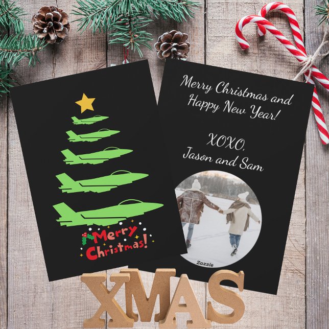 Military Airplane Christmas Tree WW2 Aviation  Holiday Card (Creator Uploaded)