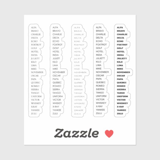 Military Alphabet Code Sticker (Sheet)