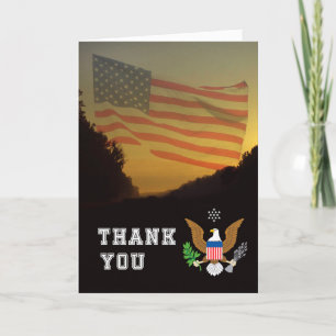 Military American Flag patriotic USAseal Letterpress Thank You Card