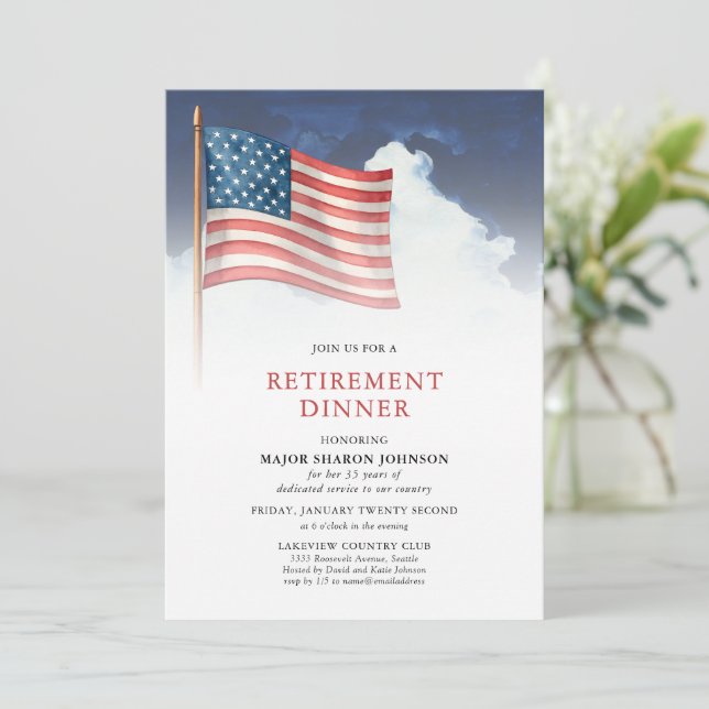 Military American Flag Retirement Invitation (Standing Front)