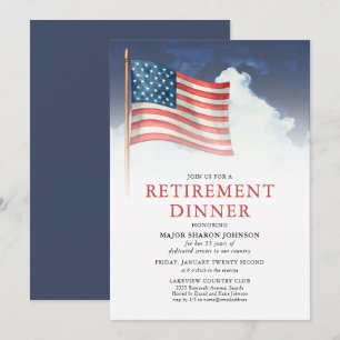 Military American Flag Retirement Invitation
