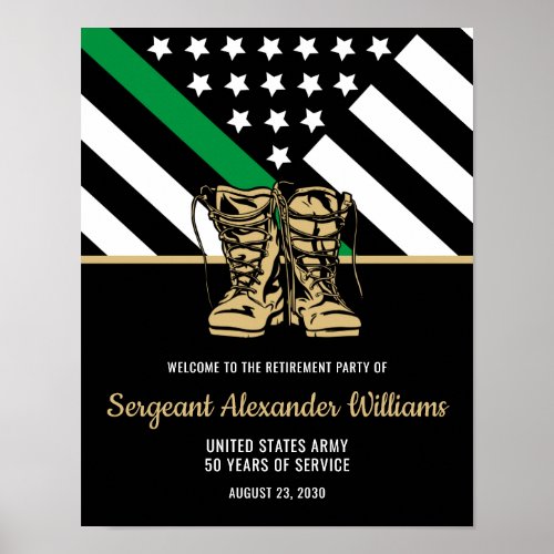 Military Amry Retirement Green Line Flag Patriotic