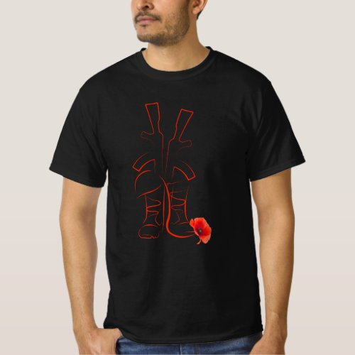 Military And Red Poppy Proud Veterans Remembrance T_Shirt