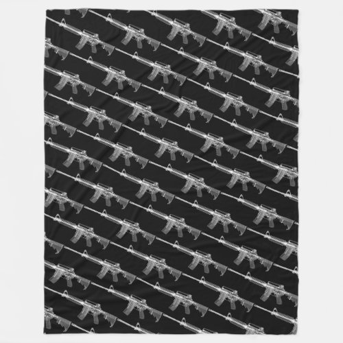 Military AR_15 Rifle FIrearm Gun Weapon Tiled    Fleece Blanket