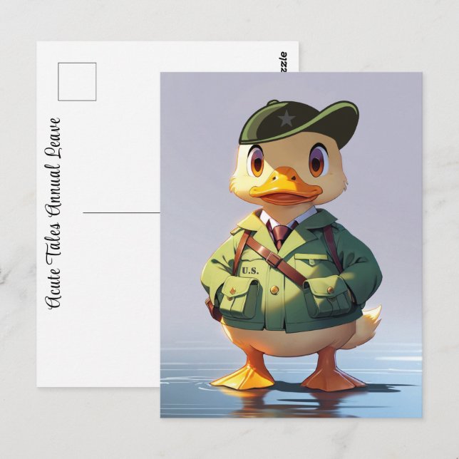 Military Armed Forces Annual Leave GI Cartoon Duck Postcard (Front/Back)