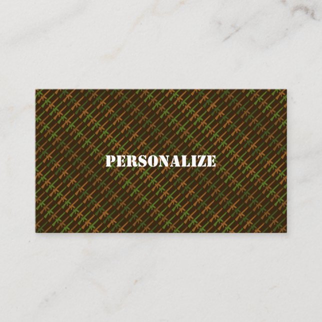 Military Armed Forces Recruiter Camo Gun Brown Business Card (Front)