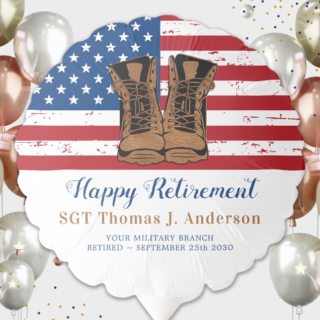 Military Army American Flag Boots Retirement Party Balloon (Creator Uploaded)