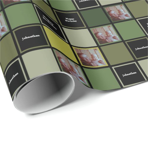 Military Army Green _ Custom Name Photo Image Wrapping Paper