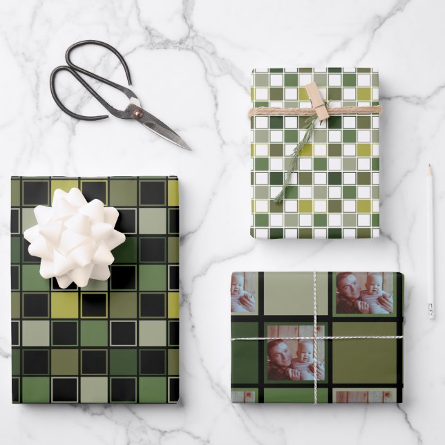 Military Army Green - Custom Photo Image Wrapping Paper Sheets (Front)