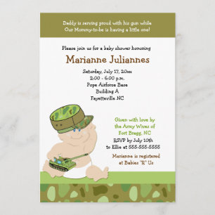 Military Army Marines 5x7 Baby Shower Invitation