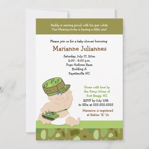 Military Army Marines 5x7 Baby Shower Invitation