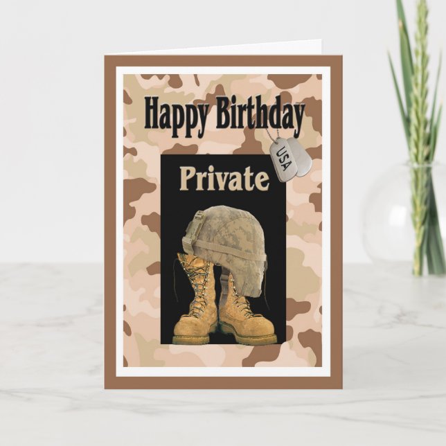 Military Army Private Birthday Card (Front)