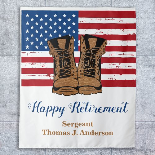 Military Army Retirement American Flag Patriotic Tapestry