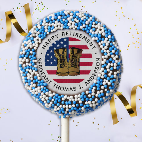 Military Army Retirement Party USA American Flag  Chocolate Covered Oreo Pop