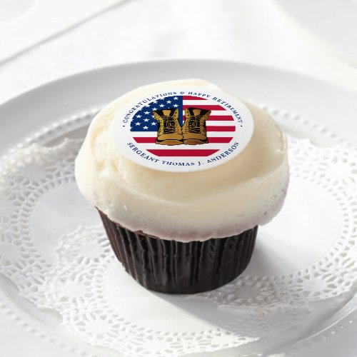 Military Army Retirement Party USA American Flag  Edible Frosting Rounds