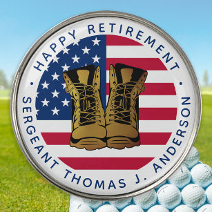 Military Army Retirement Party USA American Flag  Golf Ball Marker