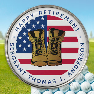 Military Army Retirement Party USA American Flag Golf Ball Marker