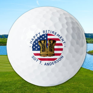 Military Army Retirement Party USA American Flag  Golf Balls