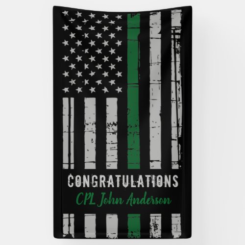 Military Army Retirement Thin Green Line Flag Banner