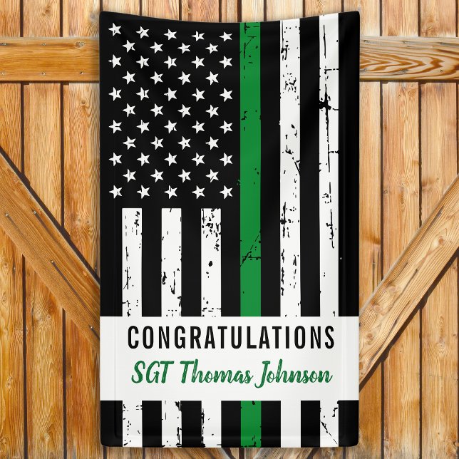 Military Army Retirement Thin Green Line Party Banner (Creator Uploaded)
