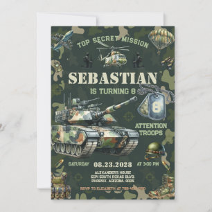 Military Army Soldier Boys Kids Birthday Invitation